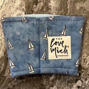 Love Mich Blue Sailboat Print Coffee Sleeve